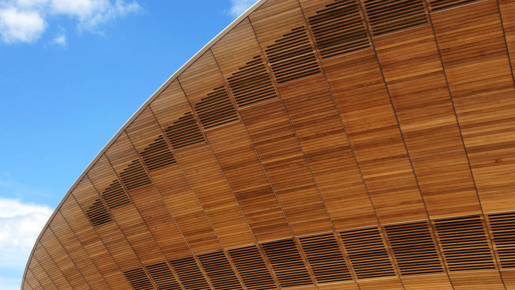 The outer wall of the Velodrome built for the London Games 2012